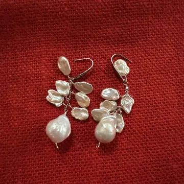 정품 진주, 바로크 진주 귀걸이입니다.