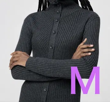 UNIQLO U 유니클로 메리노 블렌드 하이넥 가디건 다크 그레이