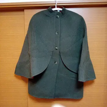 HERNO 다크 그린 케이프 스타일 판초 코트