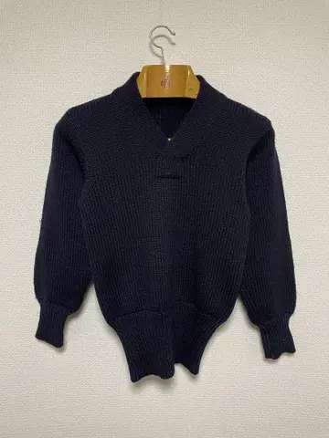 30s VINTAGE 울 니트 짧은 기장 무지 네이비 블랙 레어 네이비