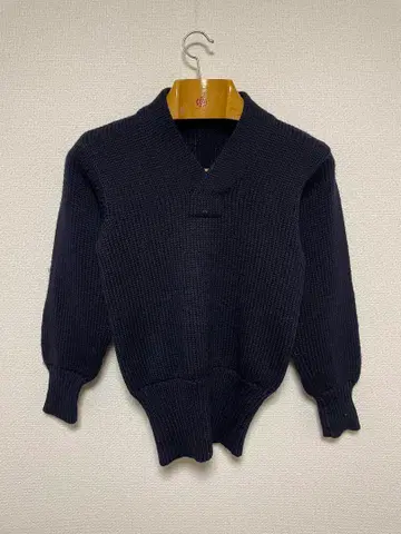 30s VINTAGE 울 니트 짧은 기장 무지 네이비 블랙 레어 네이비