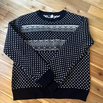 A.P.C. 네이비 화이트 니트 L