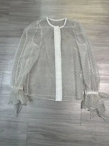 iDear Luce 이디알루체 시스루 도트 무늬 프릴 소매 셔츠