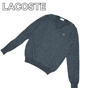 [ 새상품급 ] 라코스테 울 니트 V넥 와니 로고 원 포인트 다크 그레이