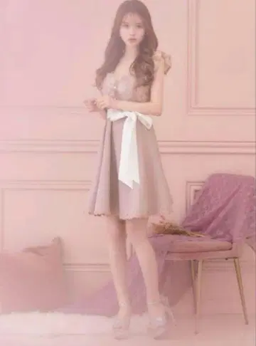 핑크 레이스 A라인 드레스