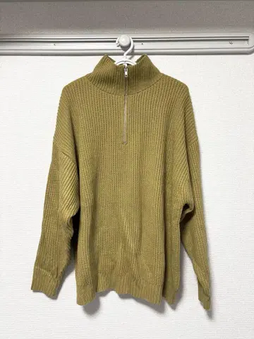 FREAK'S STORE 머스타드 하이넥 스웨터 하프 지퍼
