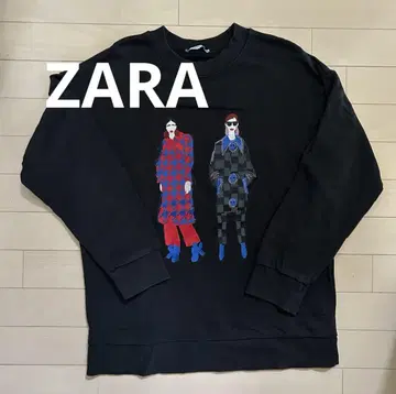 ZARA 자수 그래픽 블랙 맨투맨