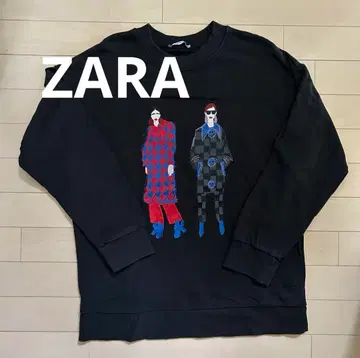 ZARA 자수 그래픽 블랙 맨투맨