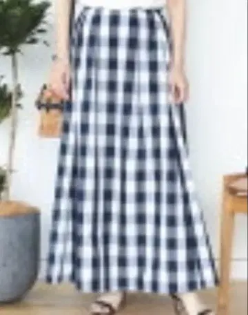 [ 미사용 ] BEAMS HEART 체크 무늬 롱 스커트