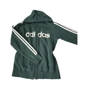 adidas 다크 그린 풀 집업 후드티