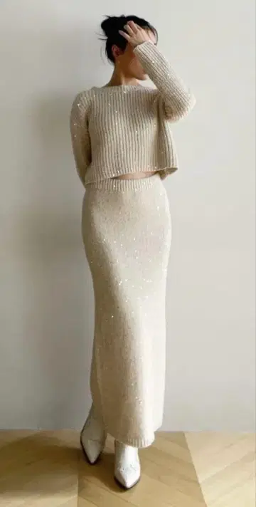 택 포함 새상품! 시루무린 부클 스팽글 니트 스커트
