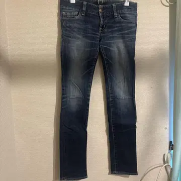 Moussy 빈티지 다크 블루 데님 팬츠 허리 착용