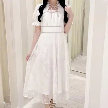 evelyn 에블린 레이스 초커 원피스 화이트