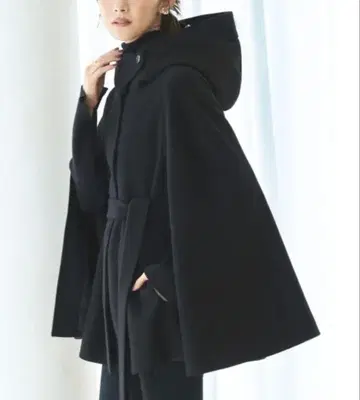 RUIRUE BOUTIQUE 2way 실루엣 니트 멜톤 케이프 코트