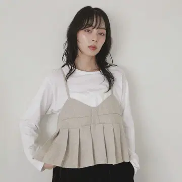 LIAN 트위드 플리츠 뷔스티에