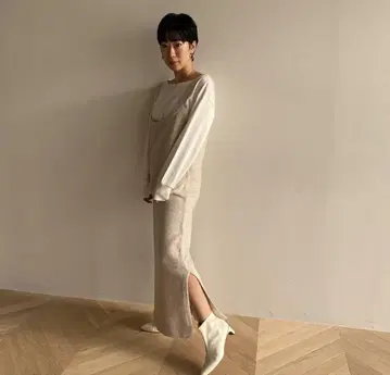 니트 원피스 오트밀 시루무린 M