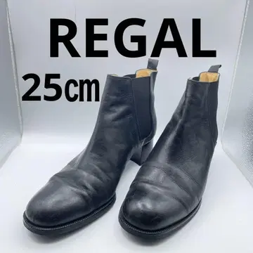 25cm REGAL 리갈 블랙 사이드 고어 부츠 중간 힐 부츠