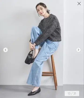 유나이티드 애로우즈 글리터 라메 크루넥 니트