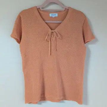 ensuite 오렌지 V넥 반팔 니트
