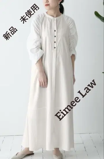 새상품 Eimee Law 개더 슬리브 세미 플레어 셔츠 드레스 레르비에