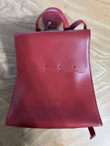 tehen 빨간색 가죽 백팩