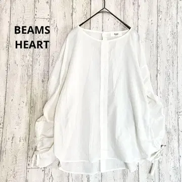 빔즈하트 BEAMS HEART 개더 튜닉 블라우스 [ F ] 화이트