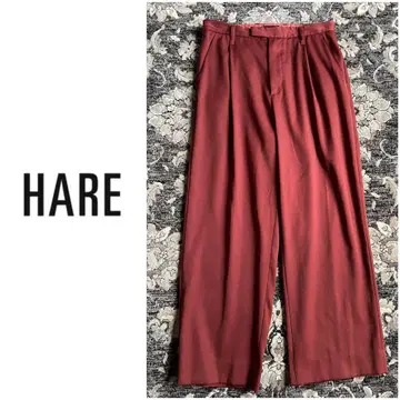 HARE 와이드 실루엣 슬랙스 팬츠 턱 팬츠 보르도 S