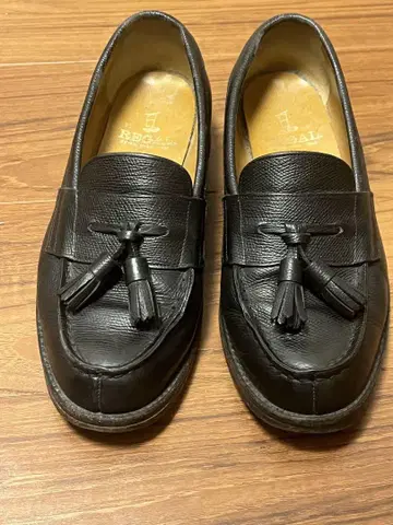 리걸 태슬 로퍼 주름 가죽 블랙 24cm 가죽