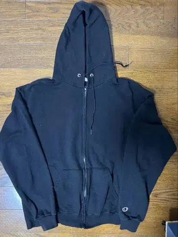Champion 블랙 집업 후드티 L