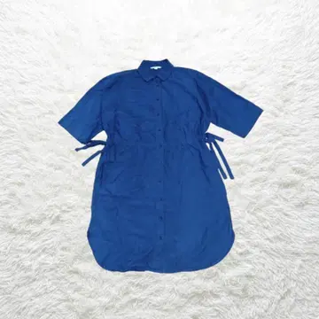 UNIQLO 유니클로 드로우 스트링 셔츠 원피스 S 로얄 블루