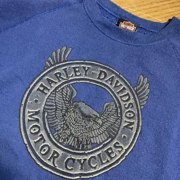 HarleyDavidson 블루 프레임 맨투맨 구제 의류 4X 미국제