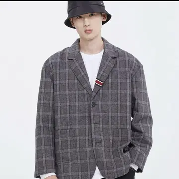 ROMANTIC CROWN 격자 무늬 체크 자켓 남녀 공용