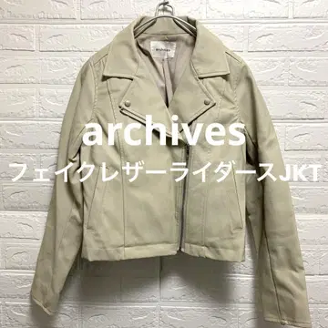 archives 인조 가죽 베이지 라이더 자켓 [ 새상품급 ]