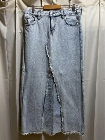 H&M 데님 슬릿 스커트 롱 프린지
