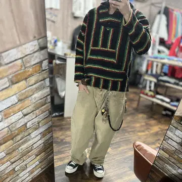 멕시칸 후드티 구제 아메카지 M 박스 실루엣 짧은 기장 자메이카