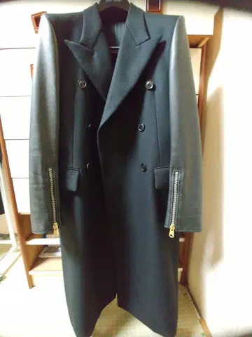 Paul Smith 가죽 더블 브레스트 체스터 필드 코트