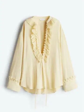 새상품 H&M Ruffled Tunic 2025 프릴 셔츠 XS