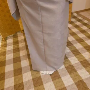 연한 그레이 무지 실크 기모노