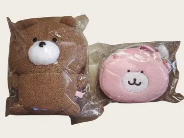 보아 소재 곰 모양 & 원형 파우치 세트