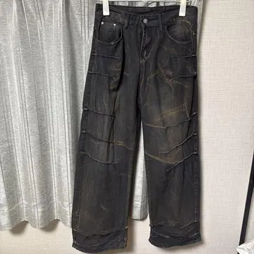 다크 데님 와이드 핏 팬츠 y2k denim