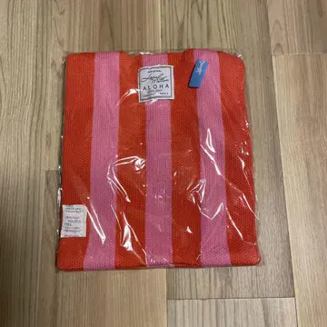 빨간색과 핑크색 스트라이프 토트백