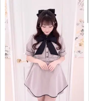 evelyn 원피스 파이핑 리본 올인원 셋업 핑크 의류