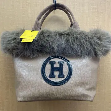 H 로고 핸드백 퍼 백 브라운