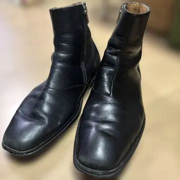 블랙 가죽 사이드 고어 부츠