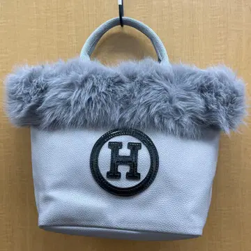 H 로고 퍼 핸드백 핸드백 퍼 백 그레이