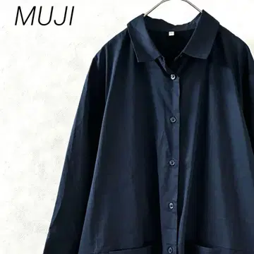 MUJI 무인양품 롱 셔츠 원피스 포켓 부착 심플 루즈핏