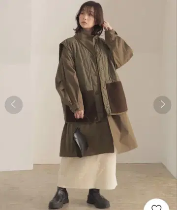 [ BeAMS DOT ] 3way 퀼팅 베스트 & 모즈 코트 OLIVE