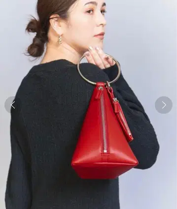 뷰티앤유스/피라미드 링 핸들 백/빨간색