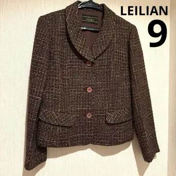 레리안 LEILIAN 라메 믹스 브라운 트위드 혼방 테일러드 자켓