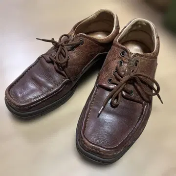 브라운 가죽 캐주얼 슈즈 레이스업